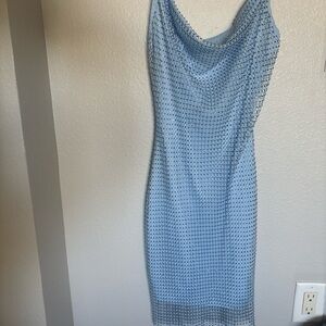 Windsor Light Blue Mesh Midi Dress